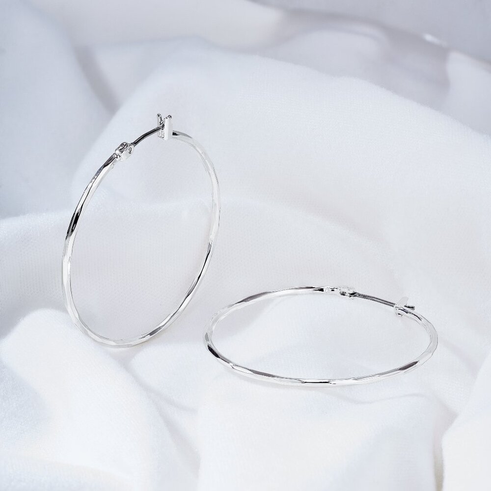 Alicia Bonnie Amoura Faceted Silver Lightweight Thin Hoop Earrings Gift for her